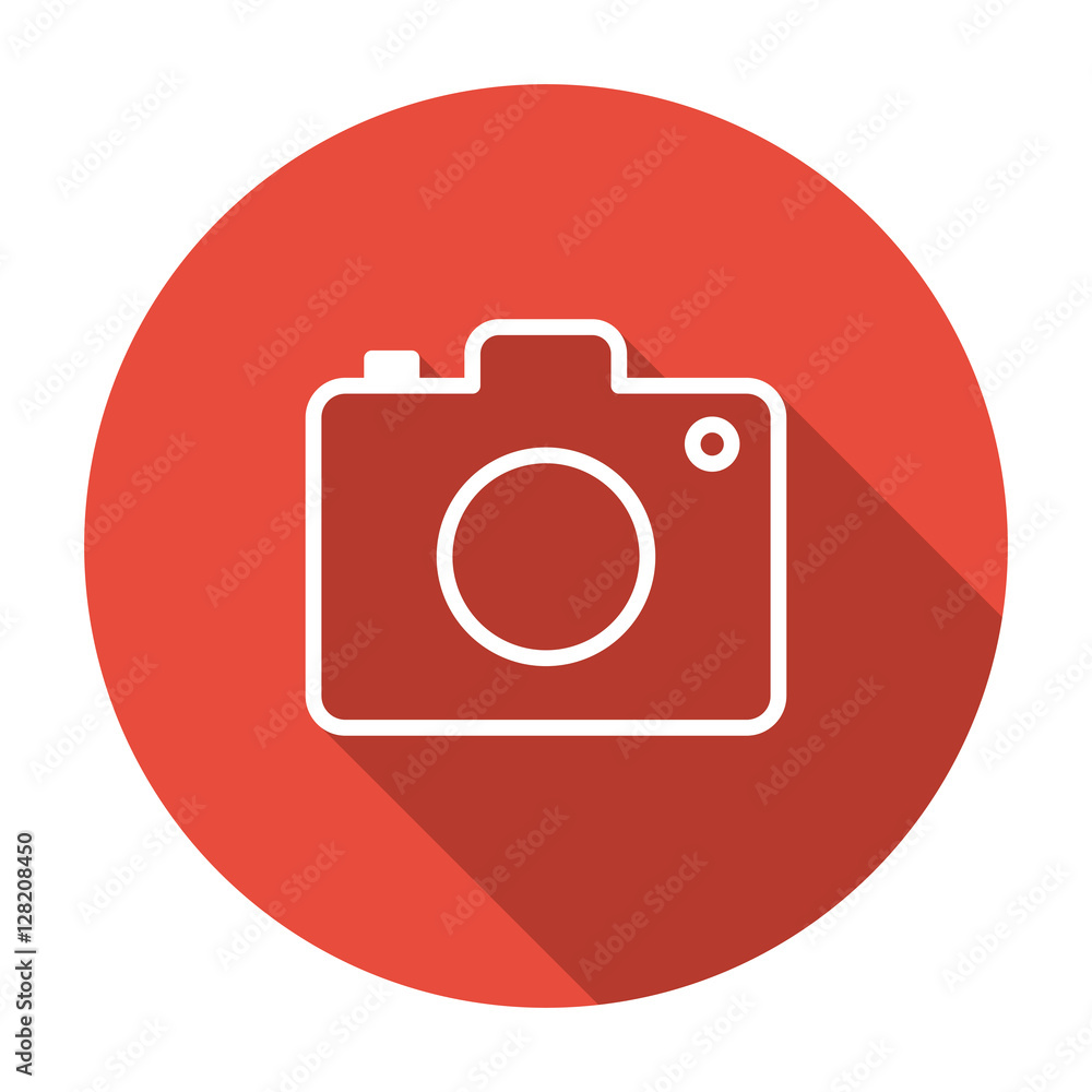 thin line, flat camera icon on white background thin line, flat camera icon on white background