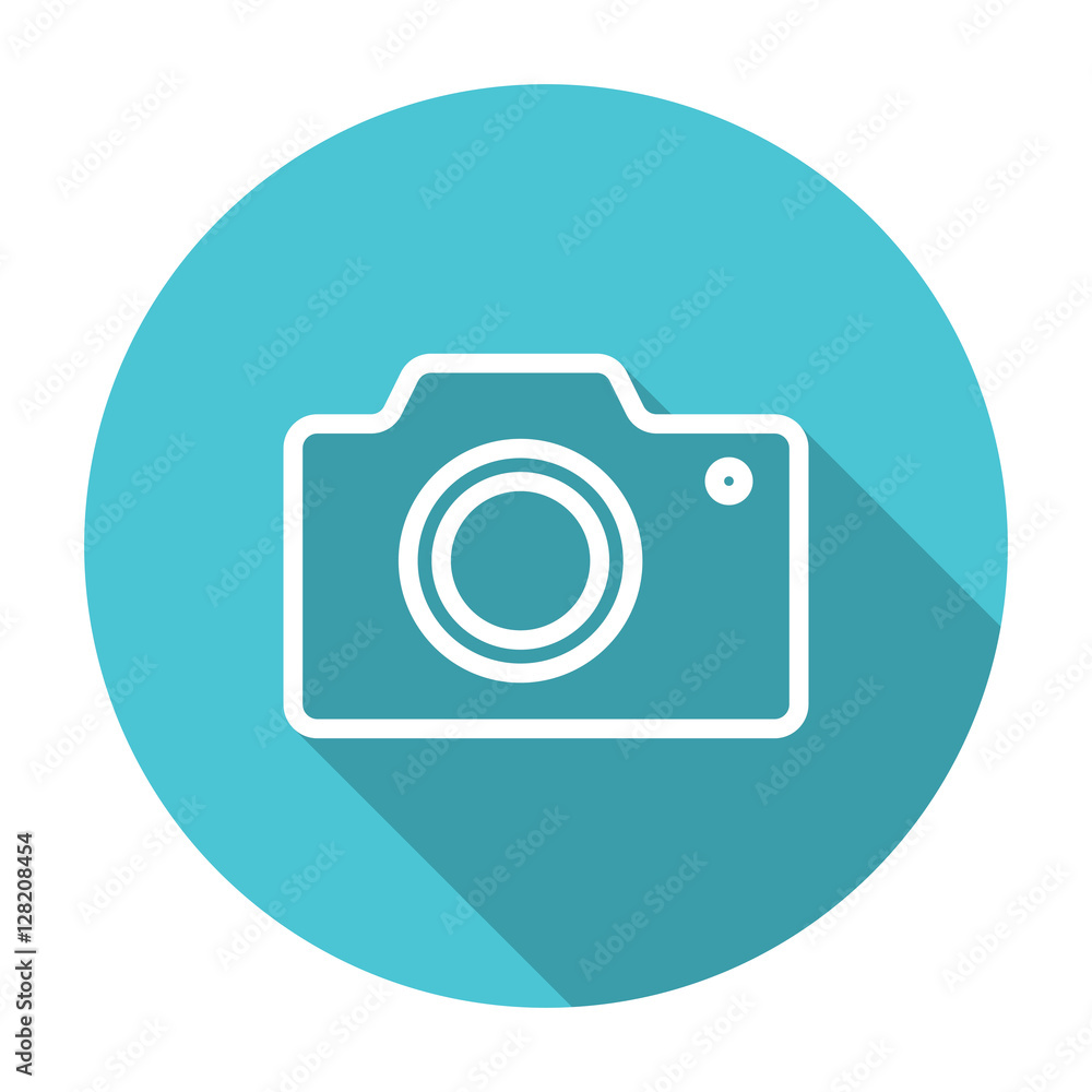 thin line, flat camera icon on white background thin line, flat camera icon on white background