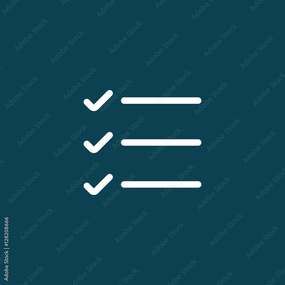 thin line simple list, checklist icon on blue background thin line simple list, checklist icon on blue background