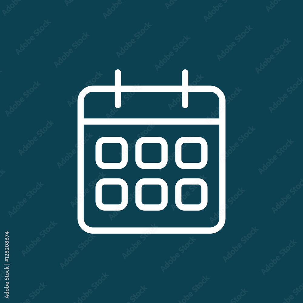 thin line calendar icon on blue background thin line calendar icon on blue background