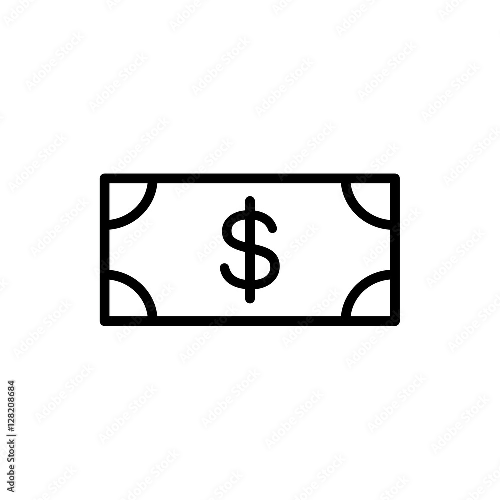 thin line cash, dollar, money icon on white background thin line cash, dollar, money icon on white background