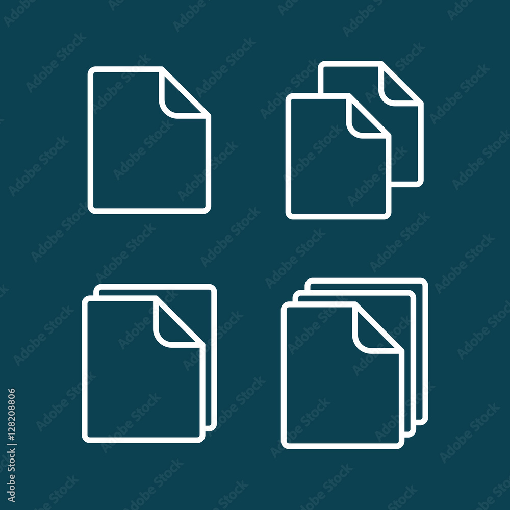 thin line document, blank icons on blue background thin line document, blank icons on blue background