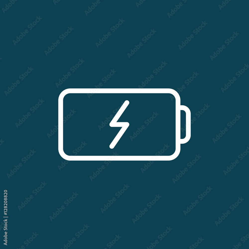 thin line battery icon on blue background thin line battery icon on blue background