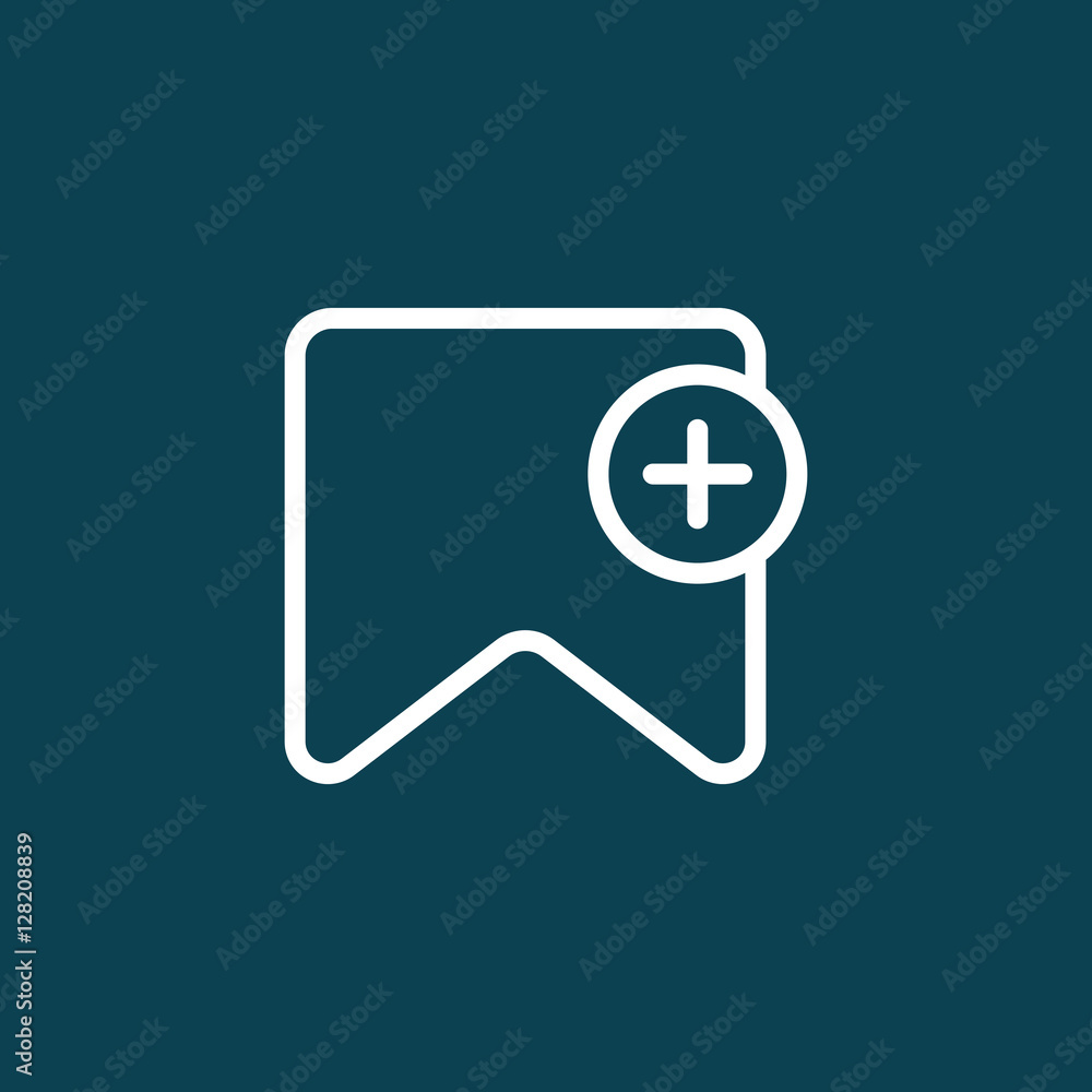 thin line bookmark icon on blue background
