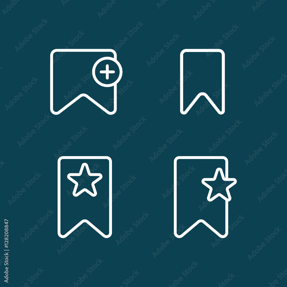 thin line bookmark icon on blue background thin line bookmark icon on blue background