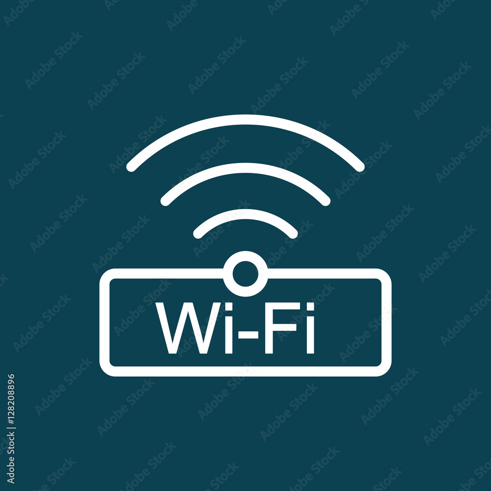 thin line wi-fi, wireless icon on blue background thin line wi-fi, wireless icon on blue background