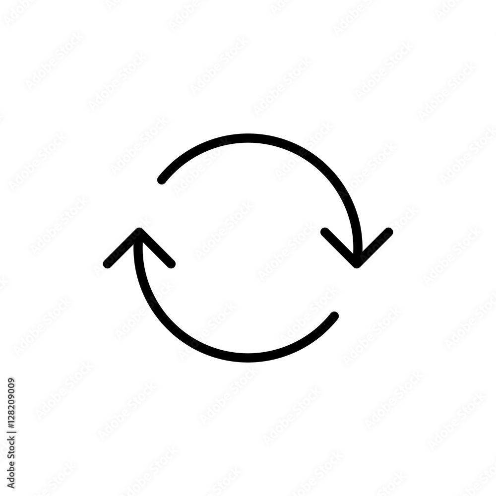 thin line refresh, recycle icon on white background thin line refresh, recycle icon on white background