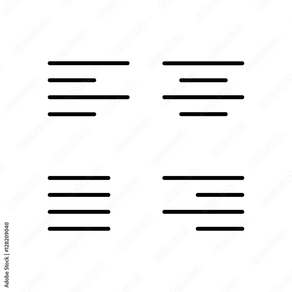 thin line alignment set icon on white background thin line alignment set icon on white background