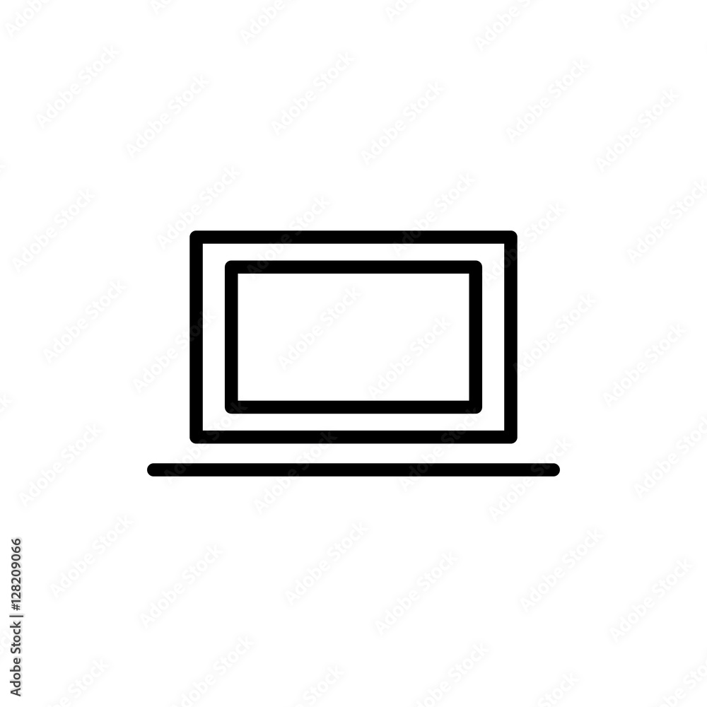 thin line laptop icon on white background thin line laptop icon on white background