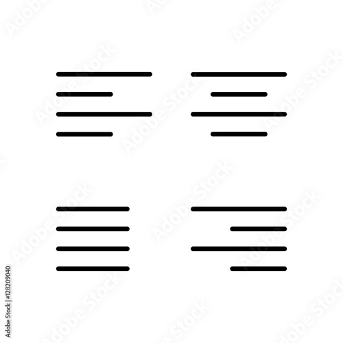 thin line alignment set icon on white background