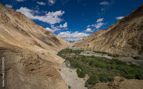 View into the Markha Valley with Himalaya mountains range - Ladakh, India
