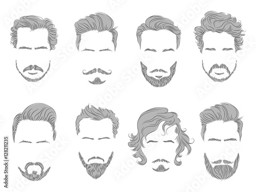 set beard hair mustache man silhouette