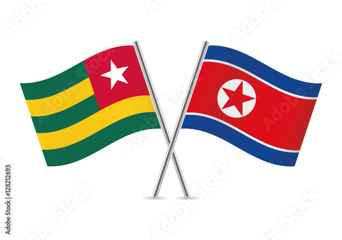 Togo and North Korea flags. Vector illustration.