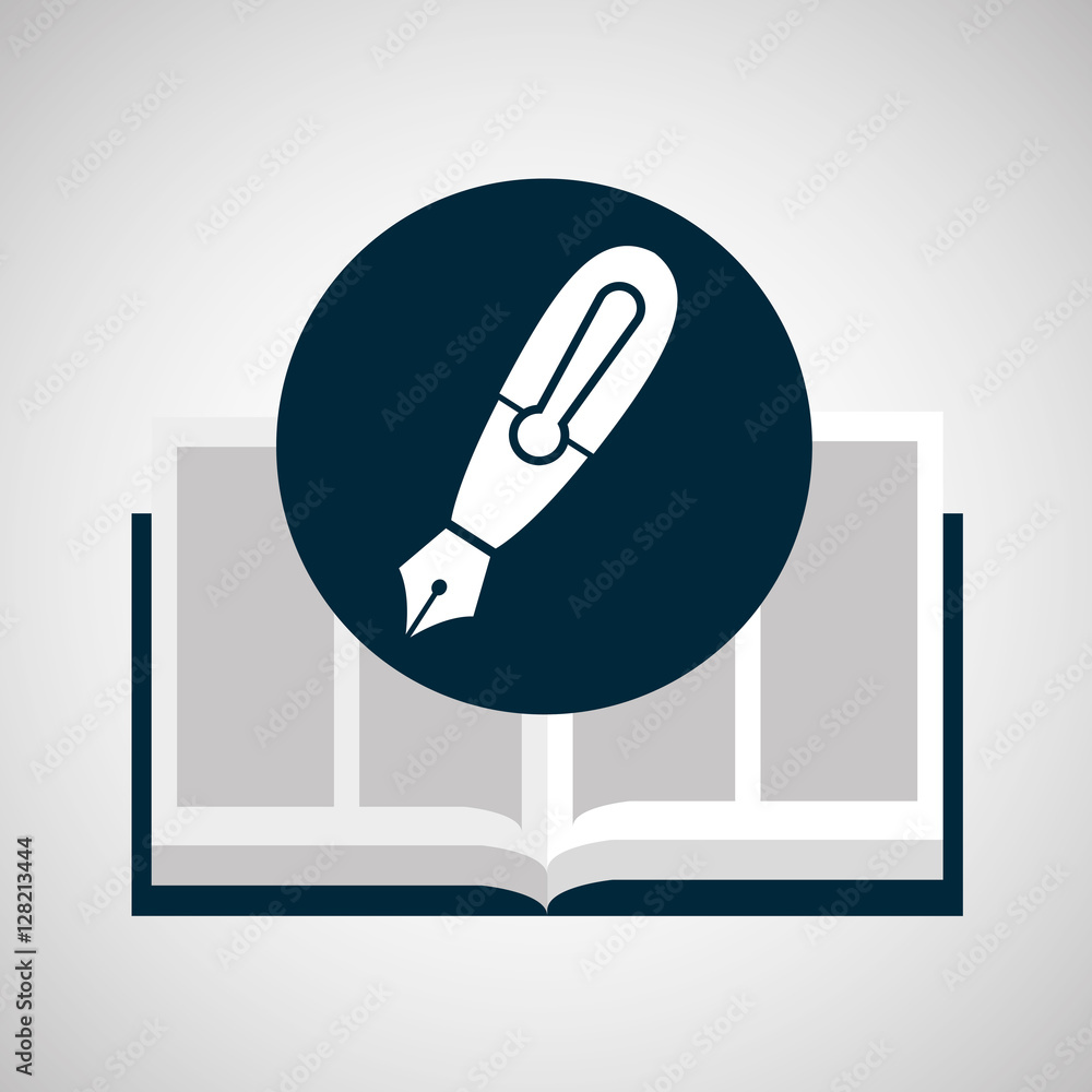 education opened book pen writing vector illustration eps 10