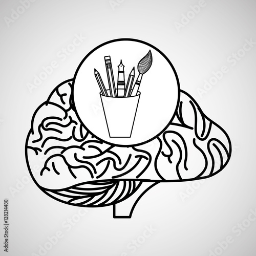 accessories brain school knowledge vector illustration eps 10