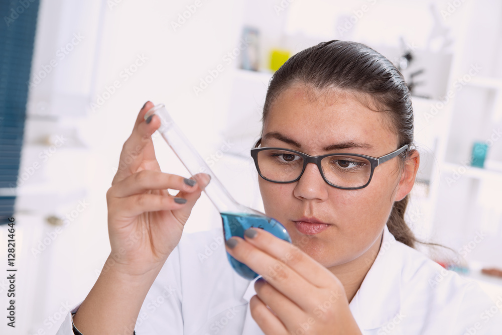 High School student. Student working at laboratory class High School student. Student working at laboratory class