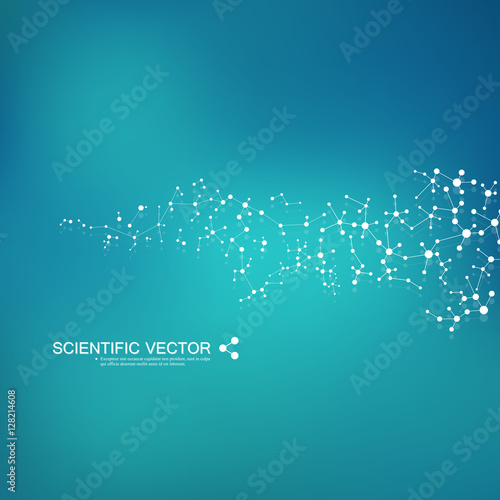 Structure molecule of DNA and neurons. Structural atom. Chemical compounds. Medicine, science, technology concept. Geometric abstract background. Vector illustration for your design.
