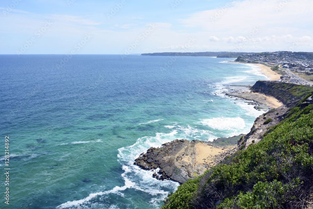 Pacific coastline in Newcastle, NSW, Australia.