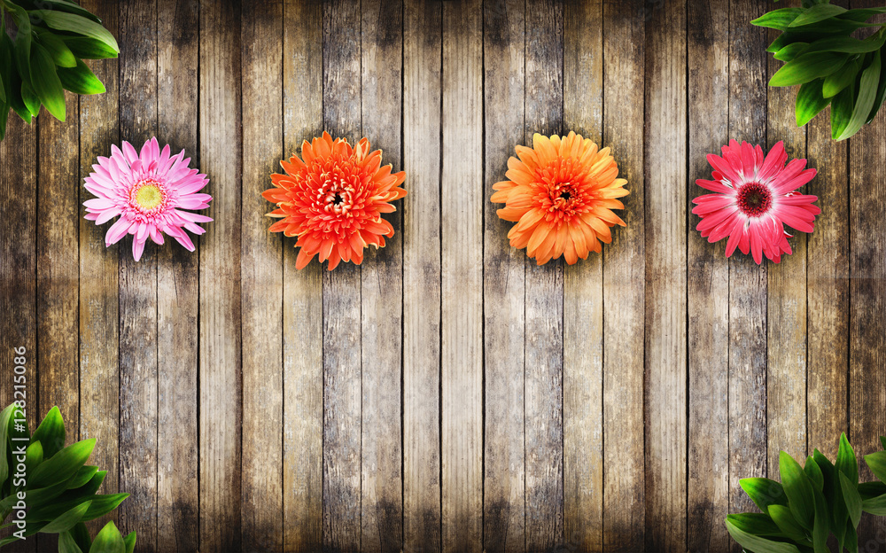 Wooden texture and flowers. Multicolored.
Wooden texture and flowers. Multicolored.