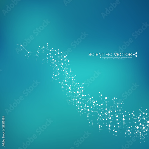 Structure molecule of DNA and neurons. Structural atom. Chemical compounds. Medicine, science, technology concept. Geometric abstract background. Vector illustration for your design.