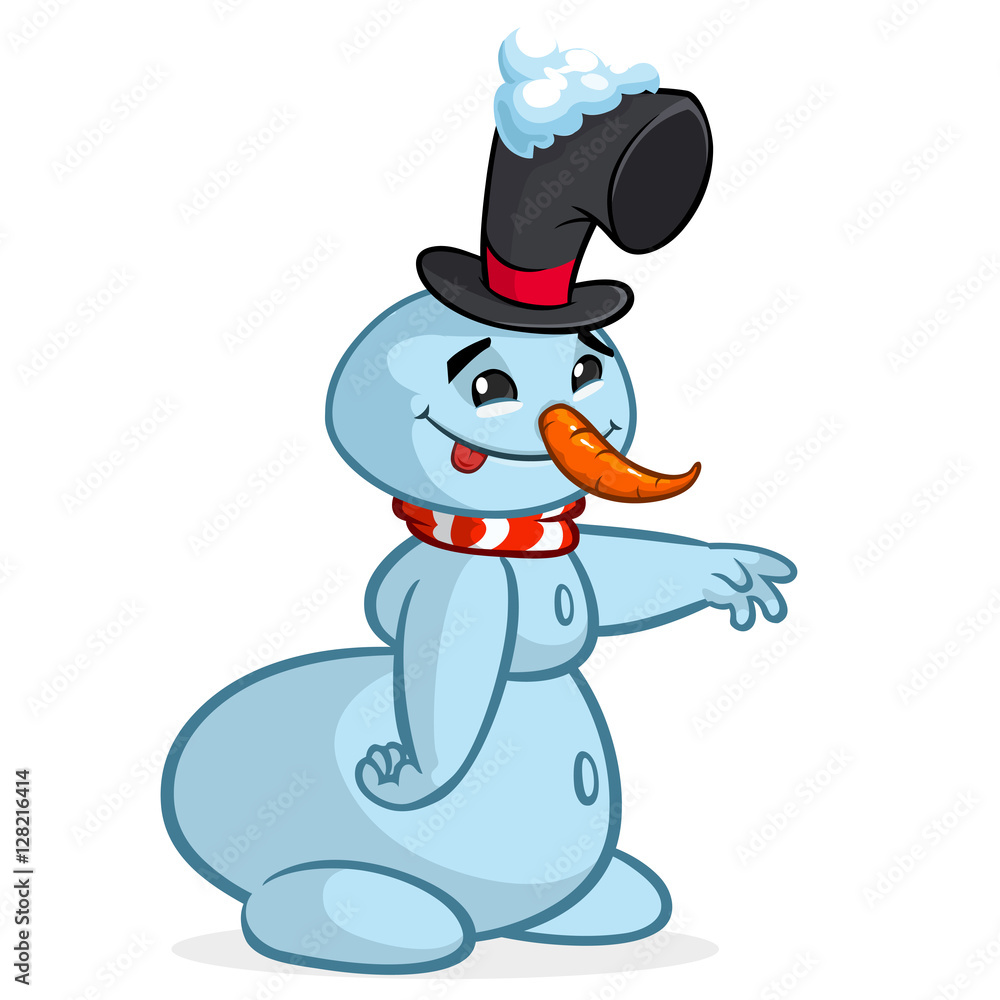 A vector cartoon snowman pointing hand. Christmas character A vector cartoon snowman pointing hand. Christmas character