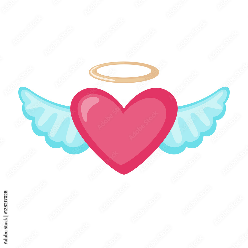Heart with wings icon in flat style. Heart with wings icon in flat style.