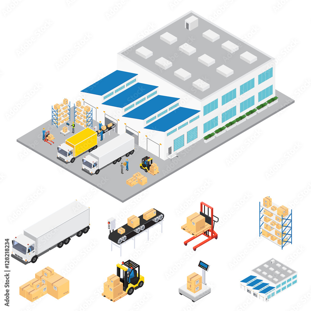 Warehouse Industrial Area Isometric Warehouse Industrial Area Isometric