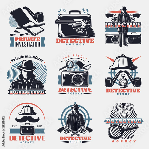 Vintage Detective Labels Set
