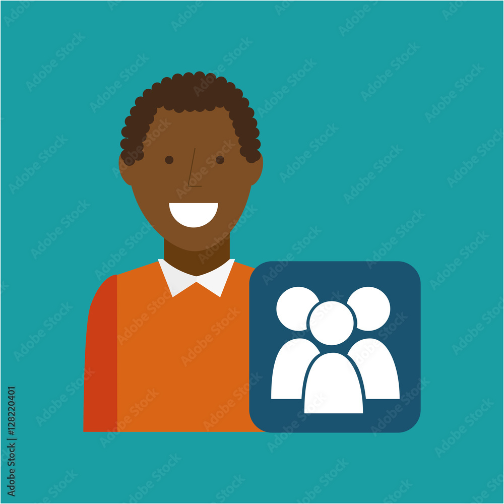 man afroamerican using laptop gro media icon vector illustration eps 10