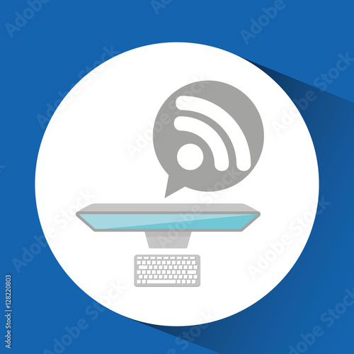man working computer wifi media design vector illustration eps 10