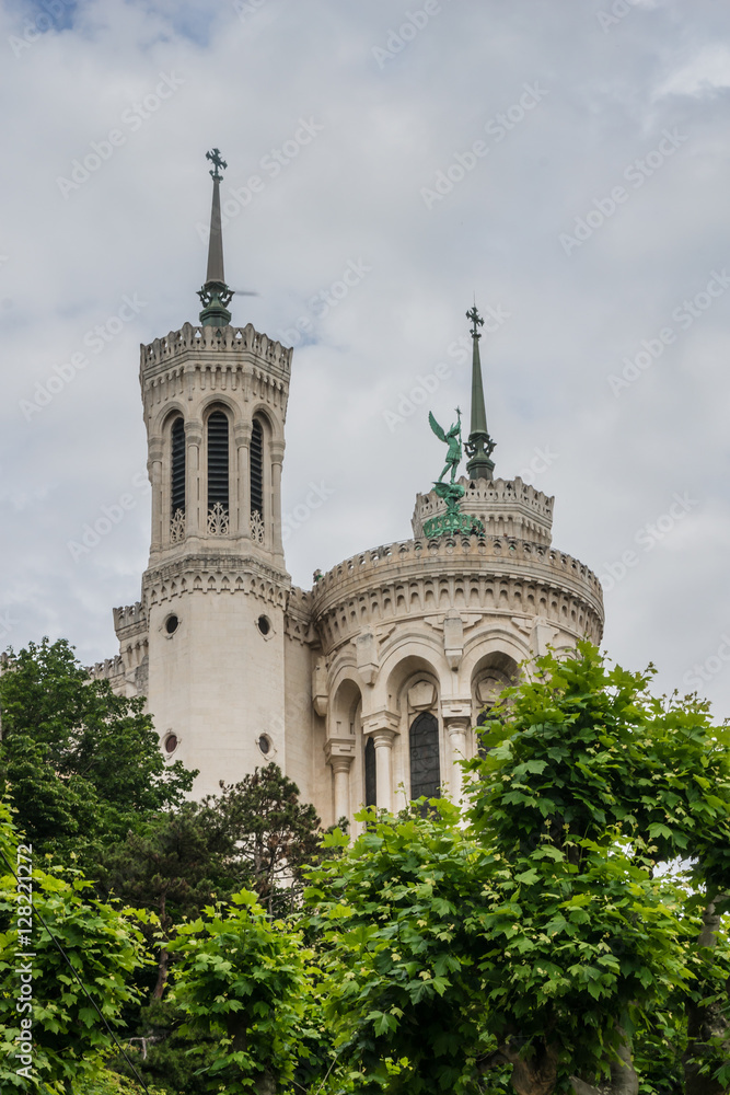 Basilica Notre-Dame de Fourviere. Fourviere hill, Lyon, France. Basilica Notre-Dame de Fourviere. Fourviere hill, Lyon, France.