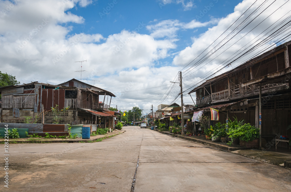 Street in Nam Tok village (Thailand)