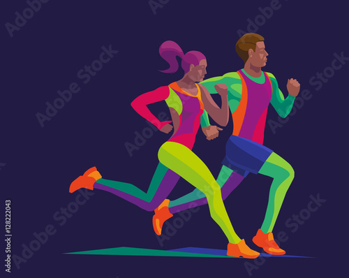 vector stylized multicolored runner