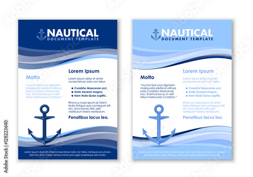 Nautical document templates with ship anchor icon on white background