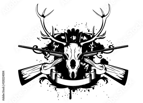 skull artiodactyl and crossed guns