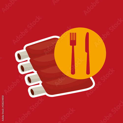 grill fast food concept lamb chops vector illustration eps 10