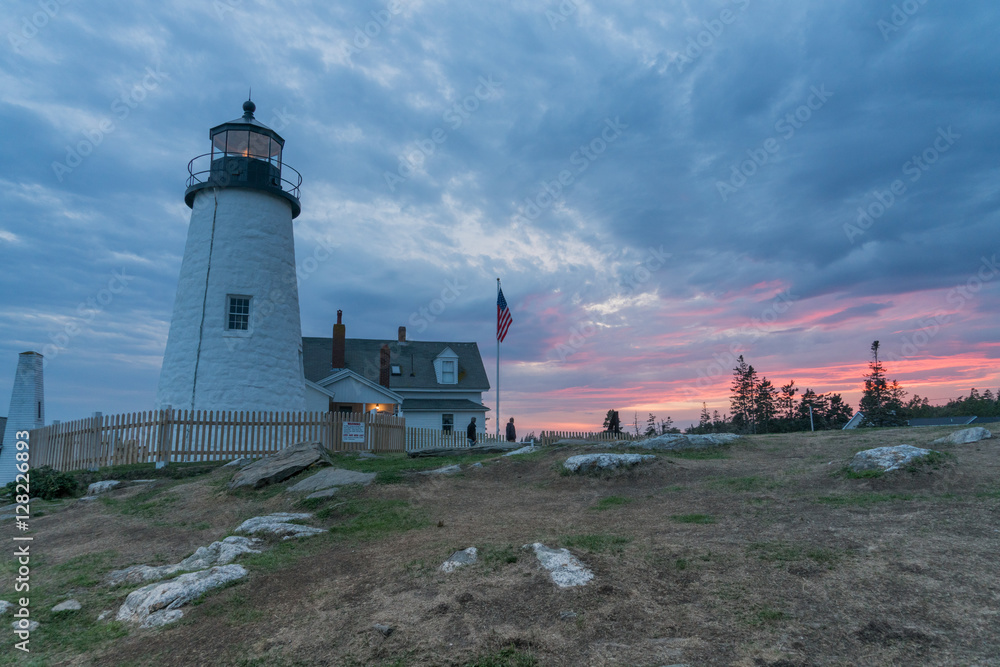 Pemaquid Lighthouse Maine at Sunset
