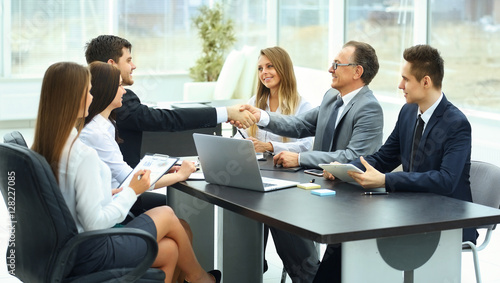 meeting business partners in a modern office