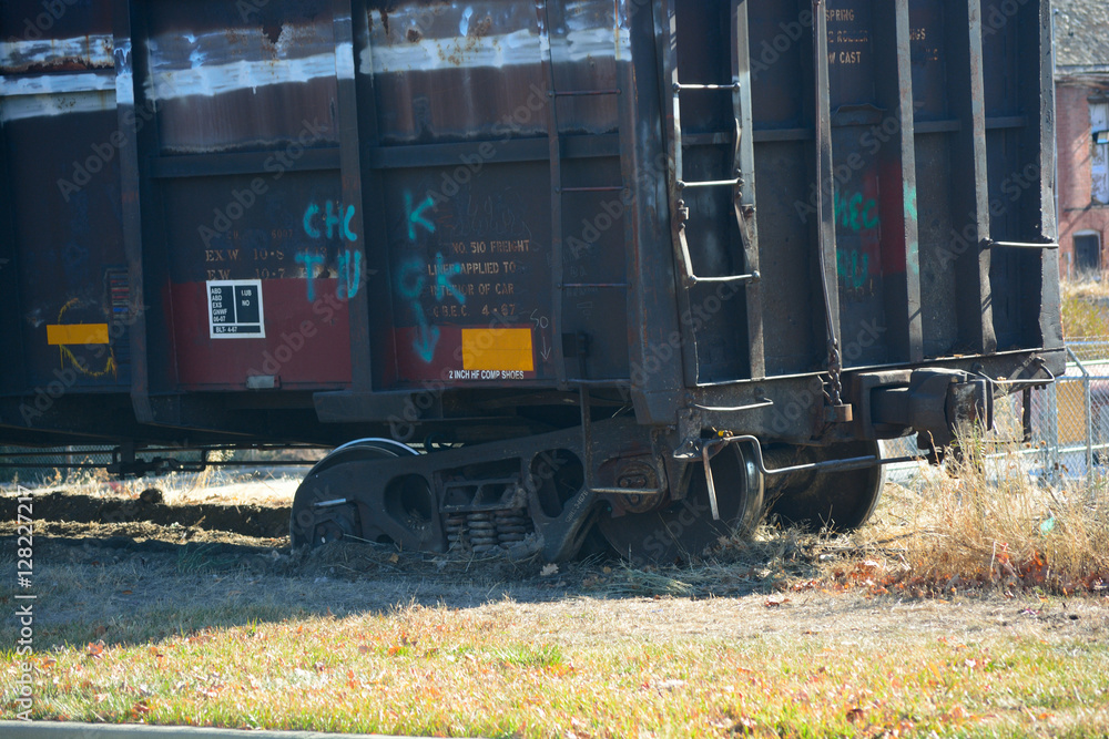 Derailed Train Car Off The Tracks Stuck In The Dirt Derailed Train Car Off The Tracks Stuck In The Dirt
