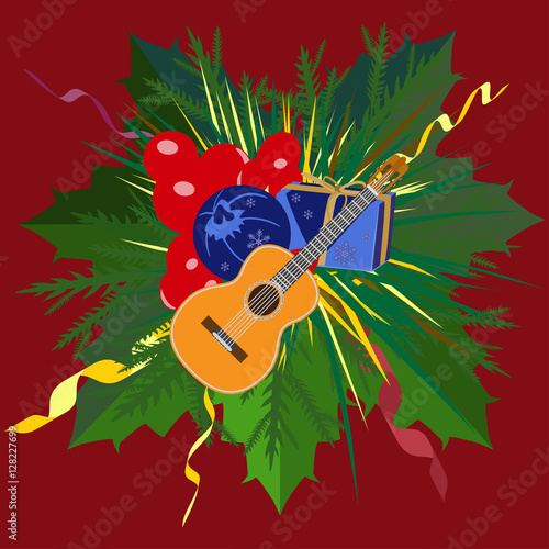 Vector illustration of Merry Christmas and Happy New 2017 Year s decorative design element