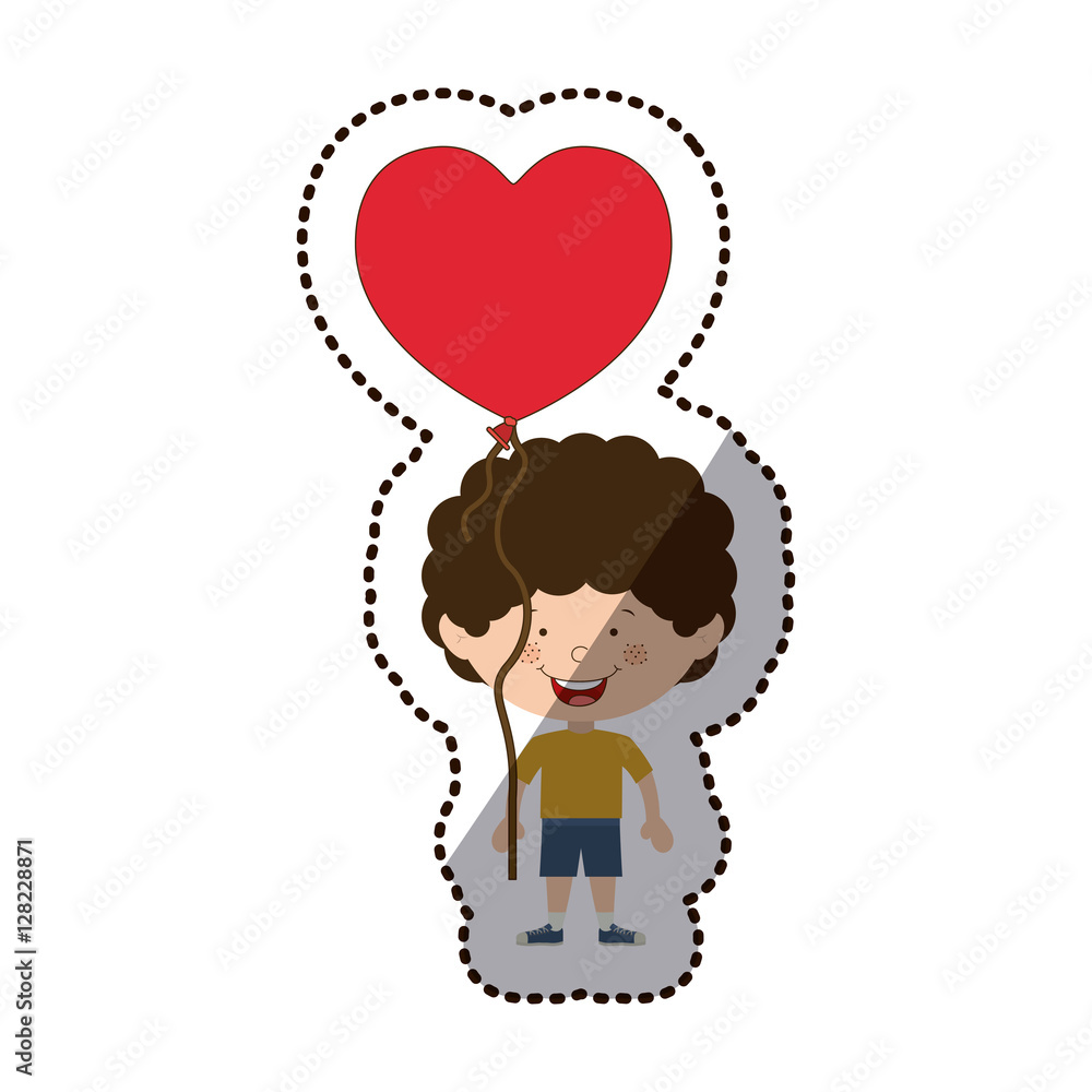Boy cartoon with heart balloon icon. Kid childhood little people and person theme. Isolated design. Vector illustration Boy cartoon with heart balloon icon. Kid childhood little people and person theme. Isolated design. Vector illustration