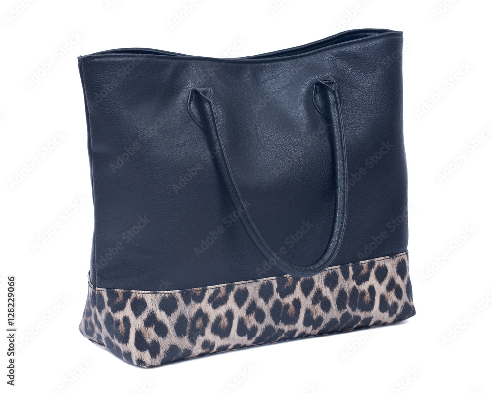 Black leather handbag isolated on white background Black leather handbag isolated on white background