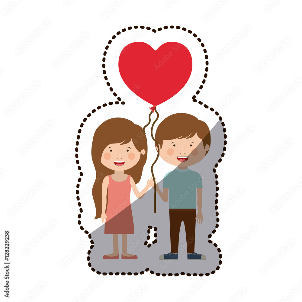 Boy and girl cartoon with heart balloon icon. Kid childhood little people and person theme. Isolated design. Vector illustration Boy and girl cartoon with heart balloon icon. Kid childhood little people and person theme. Isolated design. Vector illustration