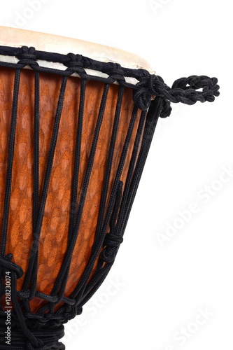 djembe, african percussion, handmade wooden drum with goat skin photo