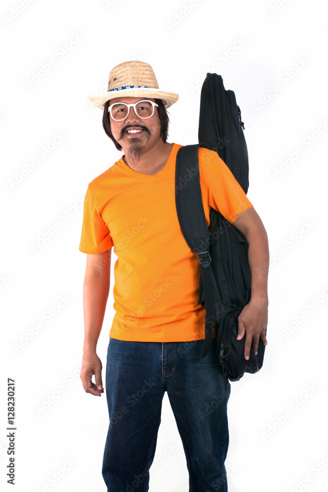 Guitarist and guitar bag Guitarist and guitar bag
