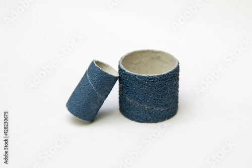 Blue sandpaper spiral band isolated