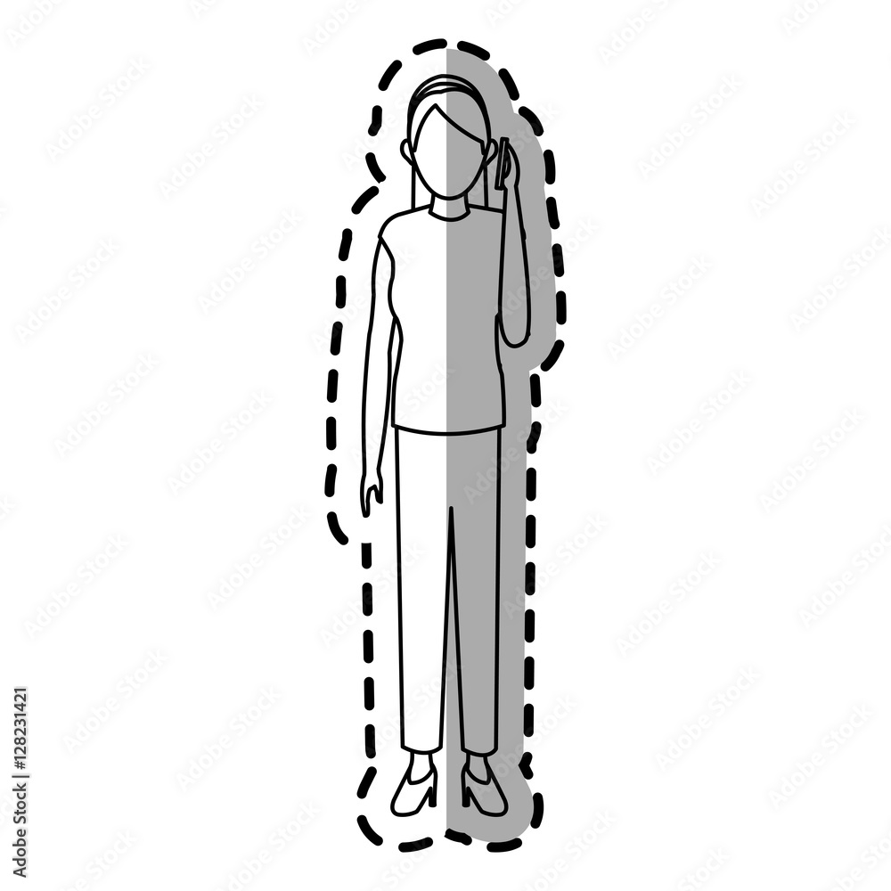 avatar girl with smartphone icon. Device gadget technology theme. Isolated design. Vector illustration avatar girl with smartphone icon. Device gadget technology theme. Isolated design. Vector illustration