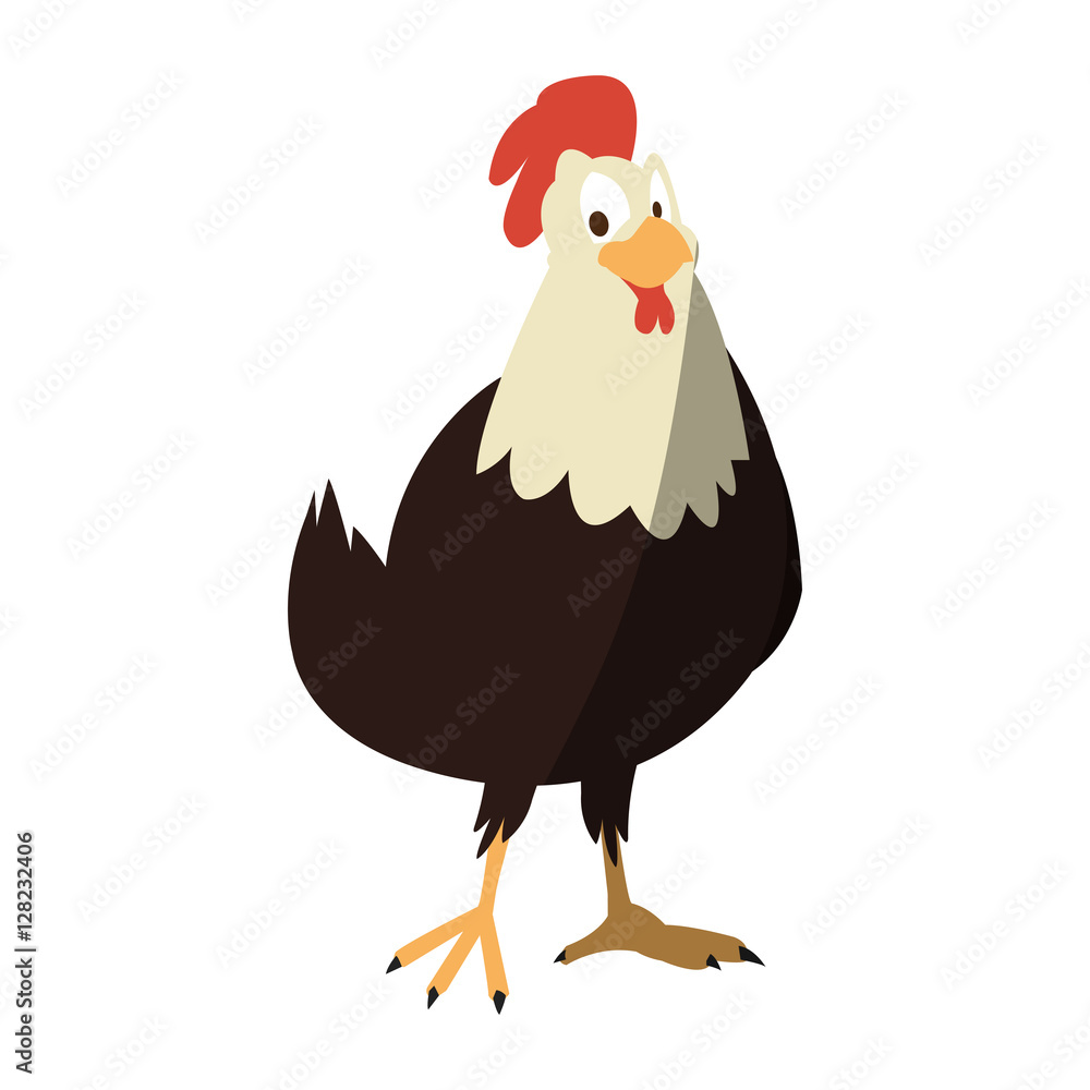 Chicken cartoon icon. Animal farm nature rural and creature theme. Isolated design. Vector illustration