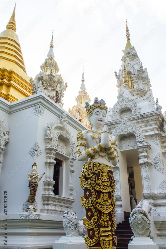 angel statue with Pagoda in Wat Sri Don Moon , Chiangmai Thailan