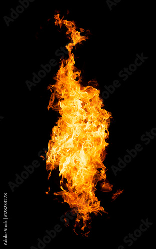 Fire flames - isolated on black background